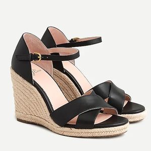 J Crew Jute Wedge Sandals in leather